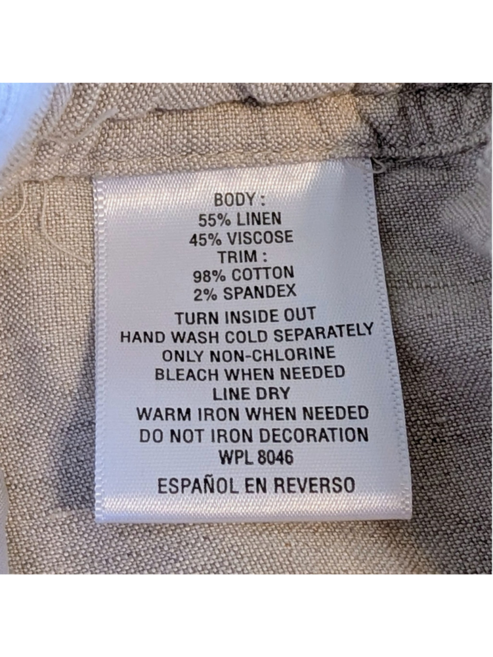 JM Collection Linen Blend Pants Beige Drawstring Waist Casual Lounge Size M - Picture 10 of 12